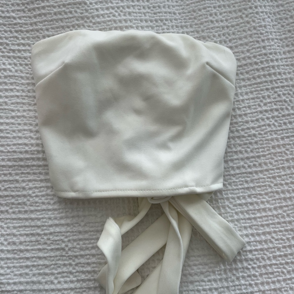 Princess polly white cropped top with a tie back